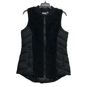 Athleta Responsible Tundra Size S Black Goose Down Fleece Full Zip Puffer Vest